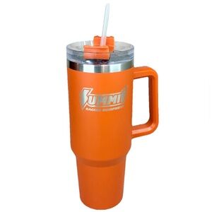 Summit Racing Tumbler Stainless Steel 40oz Orange Travel Cup With Straw